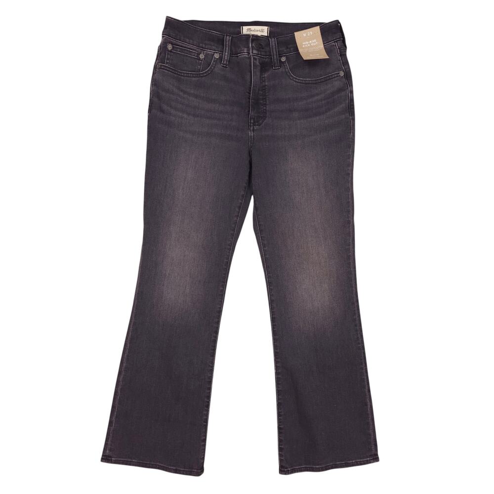 NWT Madewell Mid Rise Kick Out Crop Jeans Black Wash Sz 29